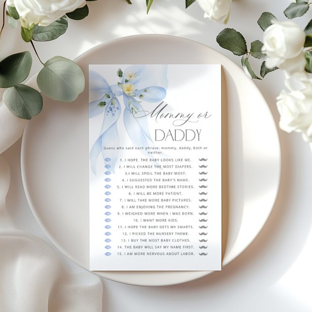 Mamma eller pappa Blue Bow Gissa Vem Blommigt-spel (Skapare uppladdad)