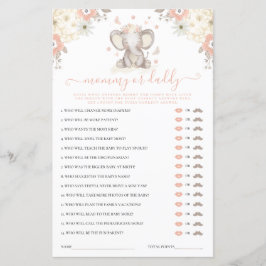 Mamma eller pappa Elephant Girl Baby Shower Game