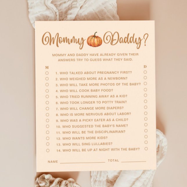 Mamma eller pappa Fall Pumpkin Baby Shower Game (Skapare uppladdad)