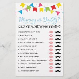 Mamma eller pappa Game Baby Shower Party-spel