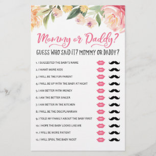 Mamma eller pappa Game Baby Shower Party-spel