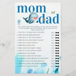 Mamma eller pappa gissar Baby Shower Game Cute Wha Flygblad