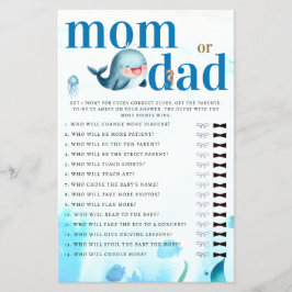 Mamma eller pappa gissar Baby Shower Game Cute Wha Flygblad
