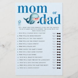 Mamma eller pappa gissar Baby Shower Game Funny Wh Flygblad