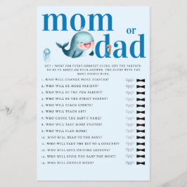 Mamma eller pappa gissar Baby Shower Game Funny Wh Flygblad