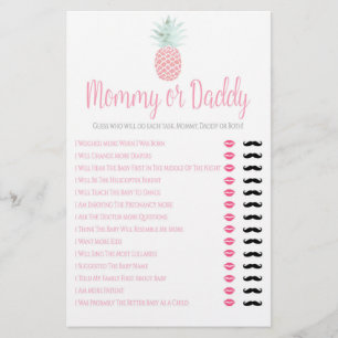 Mamma eller Pappa Pineapple Sommar Bebis Shower Sp Flygblad