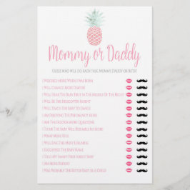 Mamma eller pappa Pineapple Summer Baby Shower Gam Flygblad