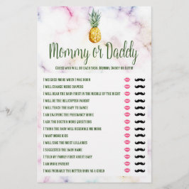 Mamma eller pappa Pineapple Summer Baby Shower Gam Flygblad