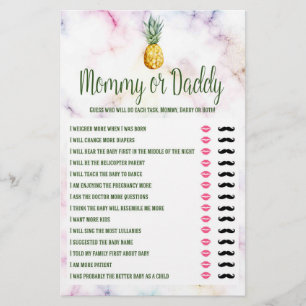 Mamma eller pappa Pineapple Summer Baby Shower Gam Flygblad