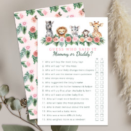 Mamma eller pappa Safari Baby Shower Game