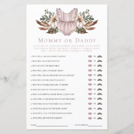Mamma eller Pappa Söt Boho Kläder Baby Shower Spel