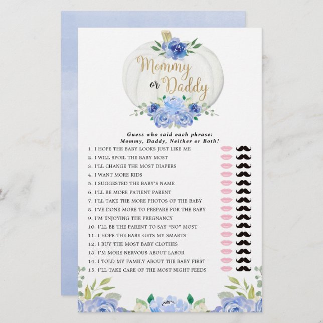 Mamma eller pappa-spel, blågröna hönspumpor (Fram/baksida)