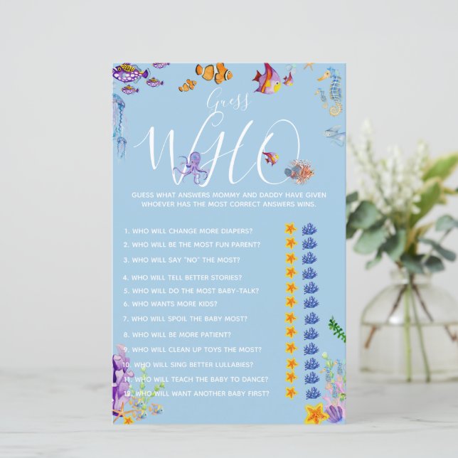Mamma- eller pappa-spel under Sea Baby Shower (Stående Fram)