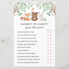 Mamma eller pappa Woodland Baby Shower Game