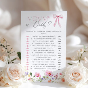 Mamma eller Rosa Bow Blommigt babyduschspel