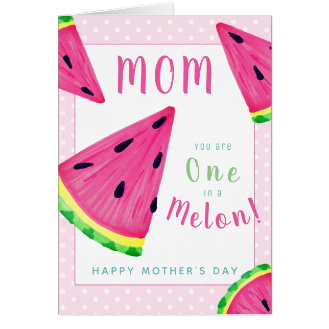 Mamma En i en Melon Vattenmelon Morsdagskort Hälsningskort (Framsidan)