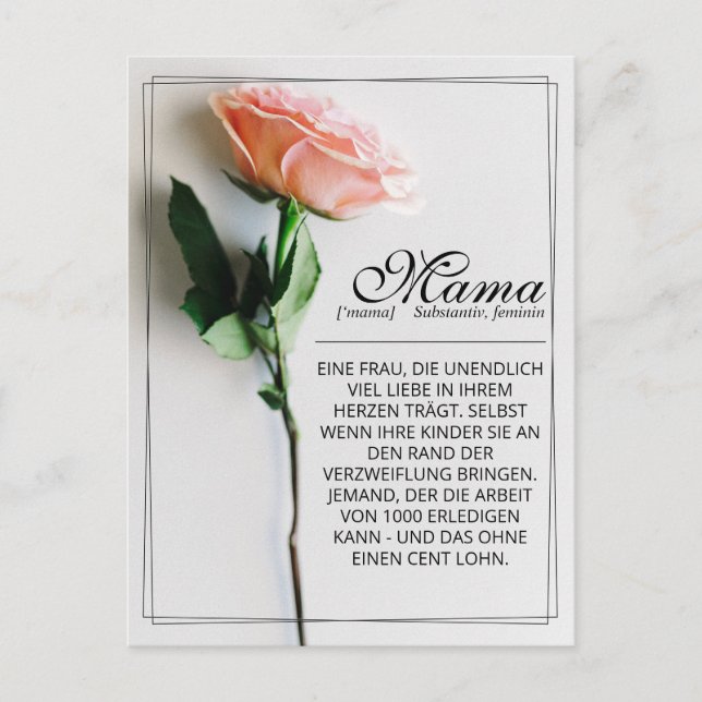 Mamma – Enkelt Oersättlig | Klassisk Kort - Rosa M (Framsida)