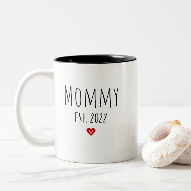 Mamma est 2022 new mamma first mors dag Två-Tonad mugg (Med munk)