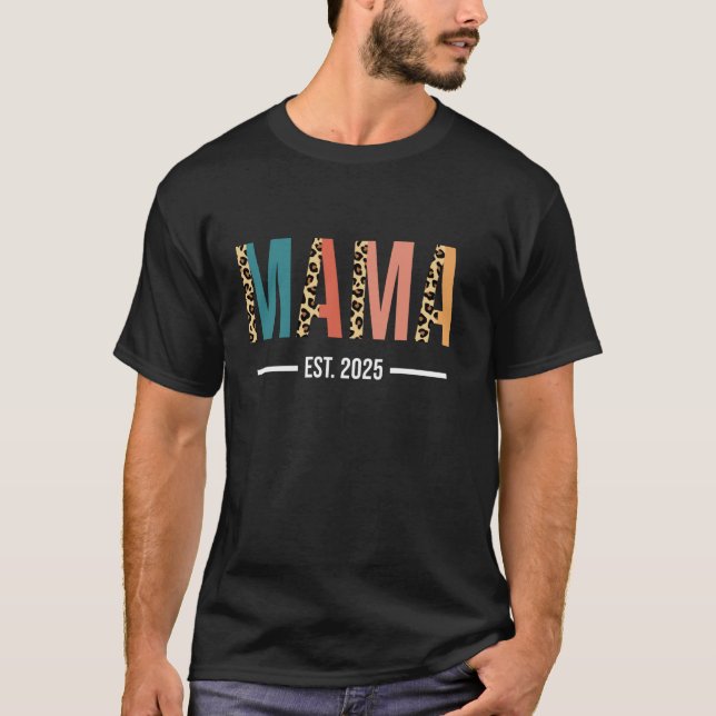 Mamma Est 2025 Ny Farfar Graviditet Leopard Mor T Shirt (Framsida)