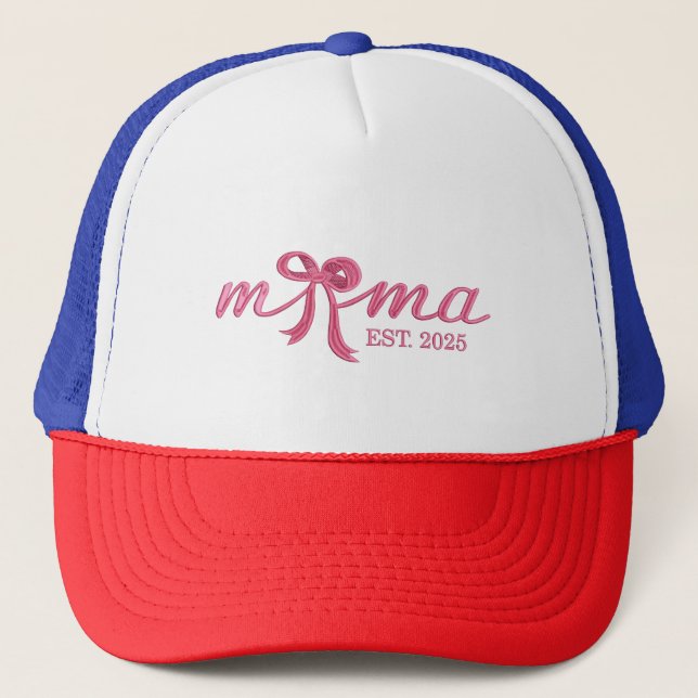 Mamma Est 2025 Shock rosa Bow Coquette Mor Day Keps (Framsida)