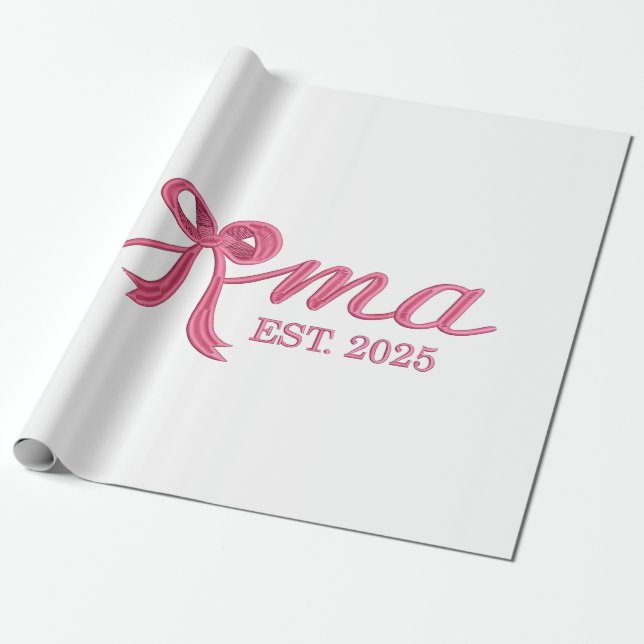 Mamma Est 2025 Shock rosa Bow Coquette Mor Day Presentpapper (Utrullad)