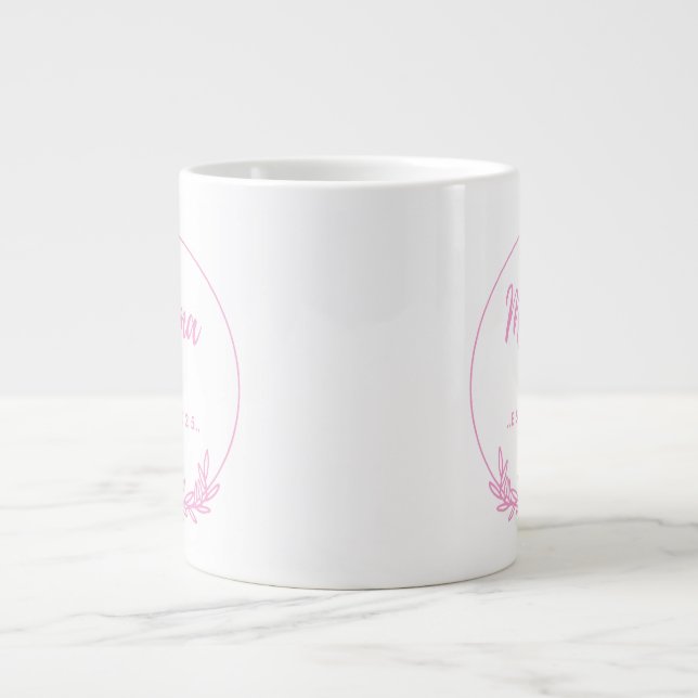 Mamma Est.2025 tröja -Mor present Rosa Minimal -  Jumbo Mugg (Framsidan)