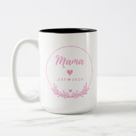 Mamma Est.2025 tröja -Mor present Rosa Minimal - Två-Tonad Mugg