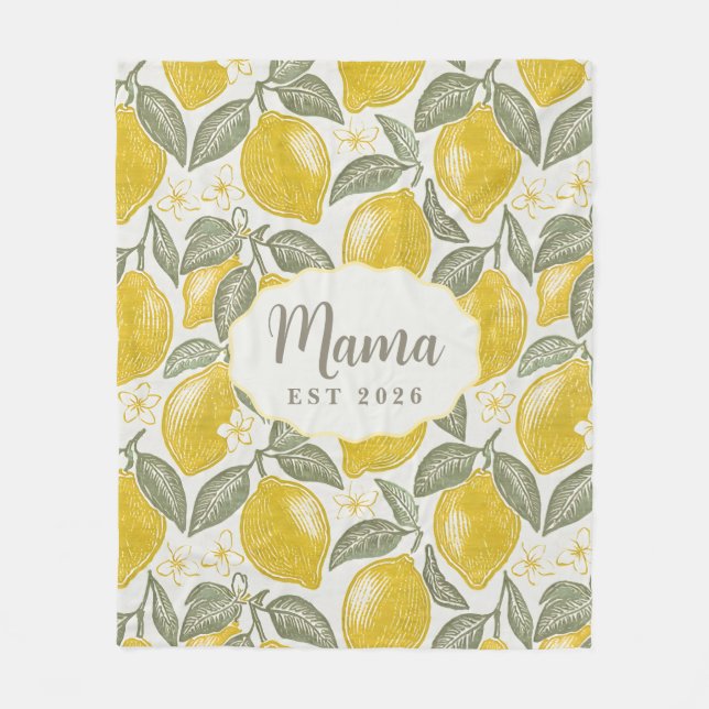 Mamma Est Amalfi-kust Citroner Flanellfilt Fleecefilt (Framsidan)