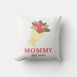 Mamma Est År Blommig Bukett Söt Present Kudde
