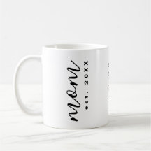 Mamma Est. År Minnessaker Vit Svart Minimalistisk