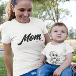 Mamma Est. Black Script Red Heart | Anpassningsbar T Shirt