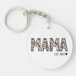 Mamma Est Keychain Leopard Print, Anpassningsbar M