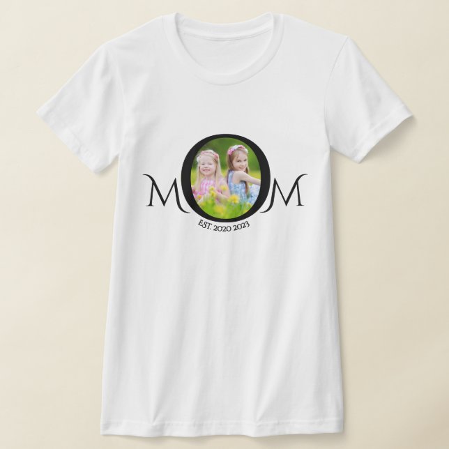 Mamma Est. Mors dag fotoskript svart på vitt T Shirt (Laydown)