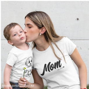 Mamma Est. Svart Script Hjarta Anpassad T Shirt