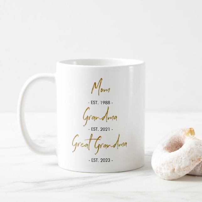 Mamma Est. till Grandma Est. till Underbart farmac Kaffemugg (Med munk)