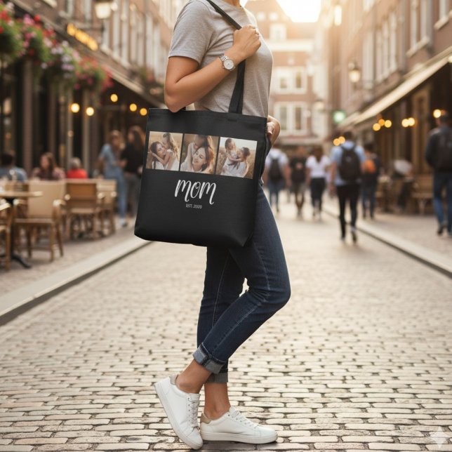 Mamma Establecerat Skript Svart 3 Foto Tygkasse (Skapare uppladdad)