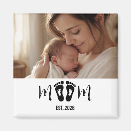 Mamma Establerade Baby Fotspår Foto Present Magnet