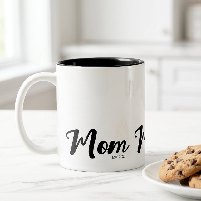 Mamma Establerade Ny Mamma Present Två-Tonad Mugg (Mom Established New Mom Gift Two-Tone Coffee Mug)