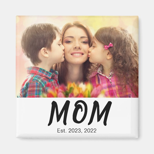 Mamma Establerat Fotogåva Magnet (Framsidan)