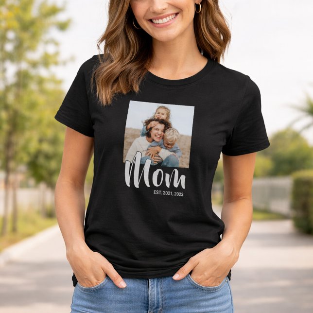 Mamma Established Script Foto T Shirt (Mom Established Script Photo T-Shirt)