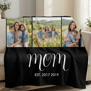 Mamma Established Script Svart 3 Foto Fleecefilt