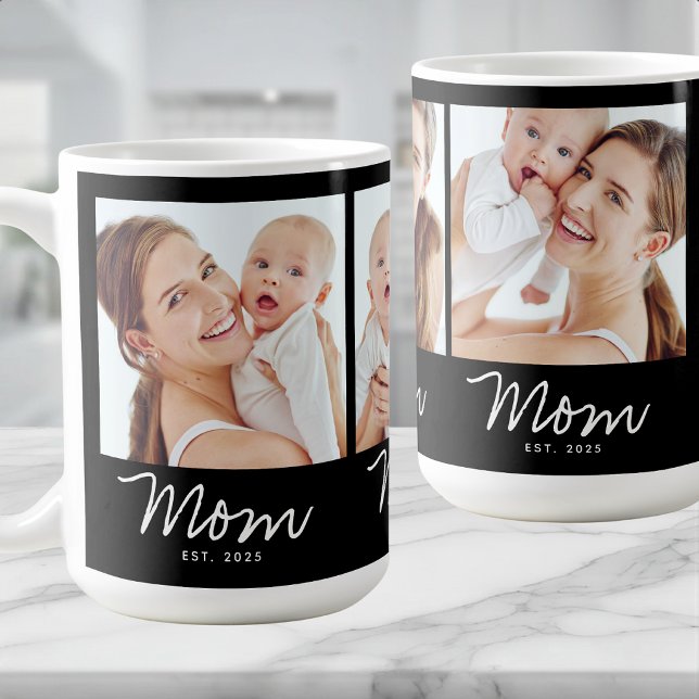Mamma Established Script Svart 3 Foto Kaffemugg (Skapare uppladdad)