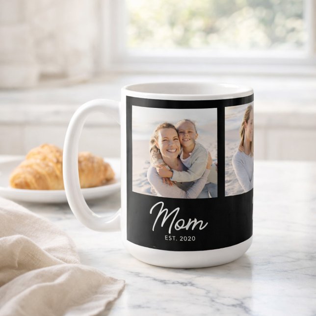 Mamma Established Script Svart 3 Foto Kaffemugg (Skapare uppladdad)