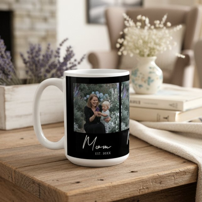 Mamma Established Script Svart 3 Foto Kaffemugg (Skapare uppladdad)