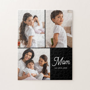 Mamma Established Script Svart 3 Foto Pussel