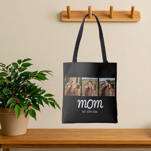 Mamma Established Script Svart 3 Foto Toteväska Tygkasse