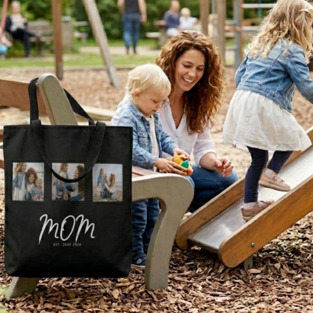 Mamma Established Script Svart 3 Foto Tygkasse (Skapare uppladdad)