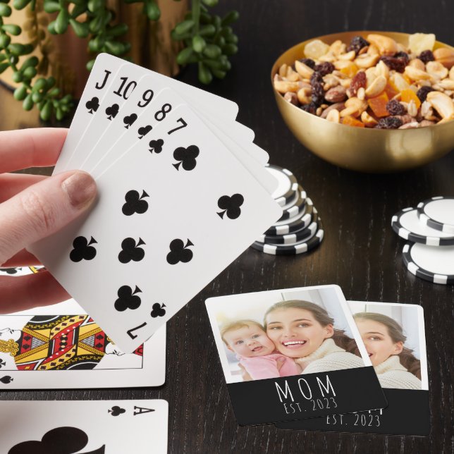 Mamma Established Script Svart Foto  Casinokort (På plats)