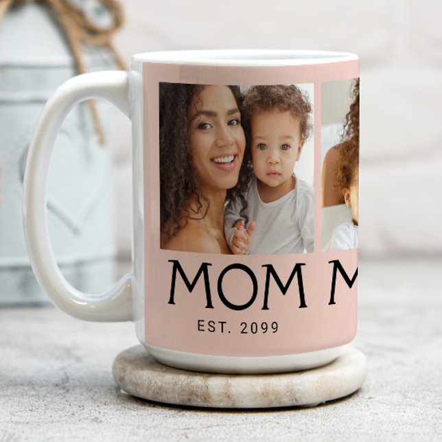 Mamma Established Typography Blush Rosa 3 Foto Kaffemugg (Skapare uppladdad)