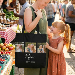 Mamma Estalicerad Skrift Svart 3 Foto Tygkasse